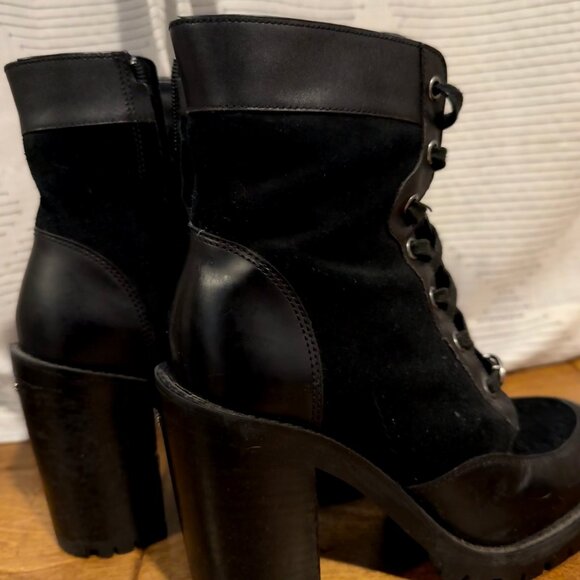 Coach Hedy Suede & Leather Lace-Up Booties | Black | Size 7 - Picture 5 of 7